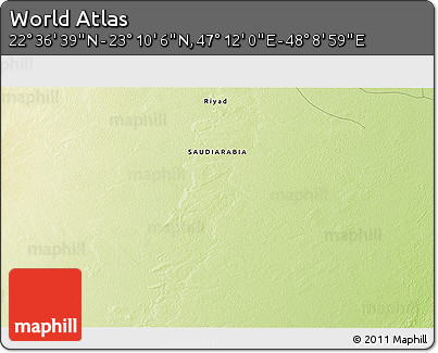 Physical 3D Map of the Area around 22° 53' 22" N, 47° 40' 29" E