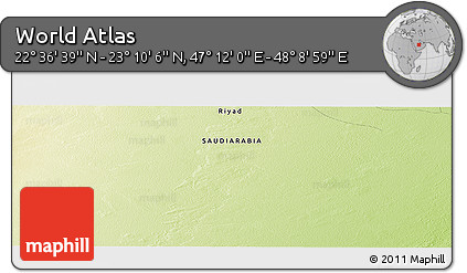 Physical Panoramic Map of the Area around 22° 53' 22" N, 47° 40' 29" E