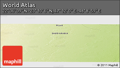 Physical Panoramic Map of the Area around 22° 53' 22" N, 47° 40' 29" E