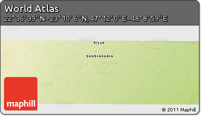Physical Panoramic Map of the Area around 22° 53' 22" N, 47° 40' 29" E