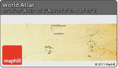 Physical Panoramic Map of the Area around 22° 53' 22" N, 4° 19' 30" E