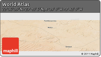 Satellite Panoramic Map of the Area around 22° 53' 22" N, 4° 10' 30" W