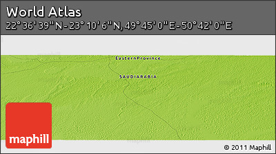 Physical Panoramic Map of the Area around 22° 53' 22" N, 50° 13' 30" E