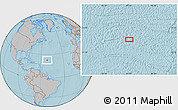 Gray Location Map of the area around 22° 53' 22" N, 51° 46' 29" W, hill shading
