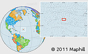 Political Location Map of the area around 22° 53' 22" N, 51° 46' 29" W