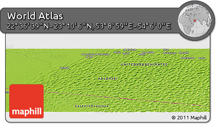 Physical Panoramic Map of the Area around 22° 53' 22" N, 53° 37' 30" E