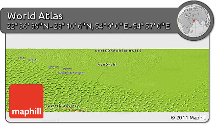 Physical Panoramic Map of the Area around 22° 53' 22" N, 54° 28' 30" E