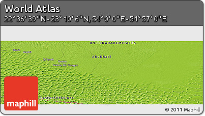 Physical Panoramic Map of the Area around 22° 53' 22" N, 54° 28' 30" E