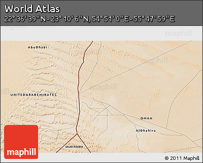 Satellite 3D Map of the Area around 22° 53' 22" N, 55° 19' 30" E