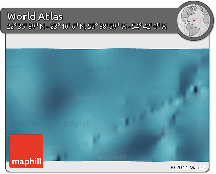 Satellite 3D Map of the Area around 22° 53' 22" N, 55° 10' 29" W
