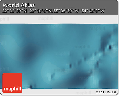 Satellite 3D Map of the Area around 22° 53' 22" N, 55° 10' 29" W