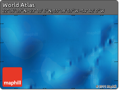 Physical Map of the Area around 22° 53' 22" N, 55° 10' 29" W