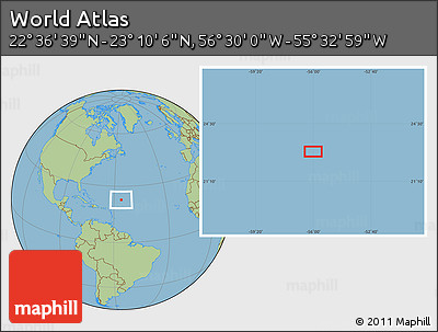 Savanna Style Location Map of the Area around 22° 53' 22" N, 56° 1' 29" W