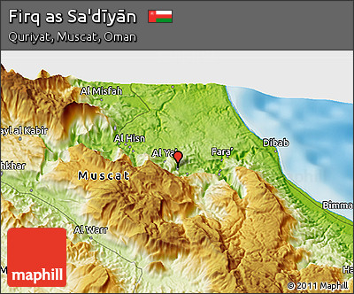 Physical 3D Map of Firq As Sa'dīyān