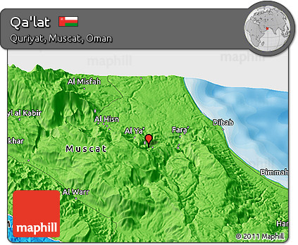 Political 3D Map of Qa'lat