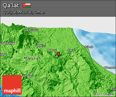 Political 3D Map of Qa'lat