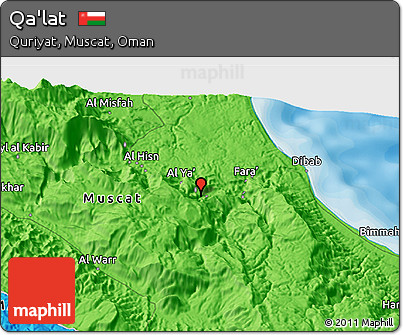 Political 3D Map of Qa'lat