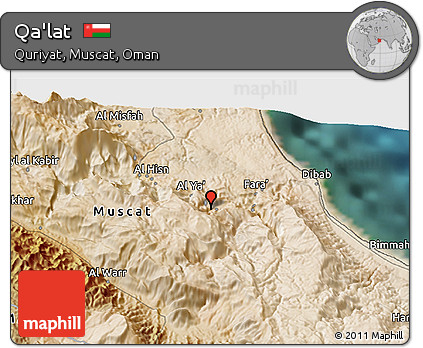 Satellite 3D Map of Qa'lat