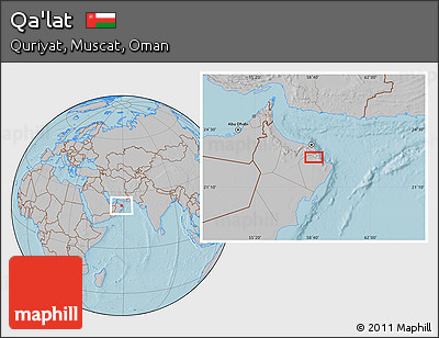 Gray Location Map of Qa'lat, hill shading