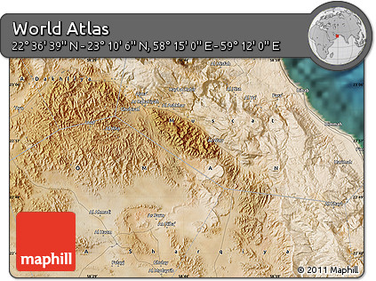Satellite Map of the Area around 22° 53' 22" N, 58° 43' 30" E