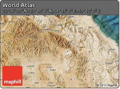 Satellite Map of the Area around 22° 53' 22" N, 58° 43' 30" E