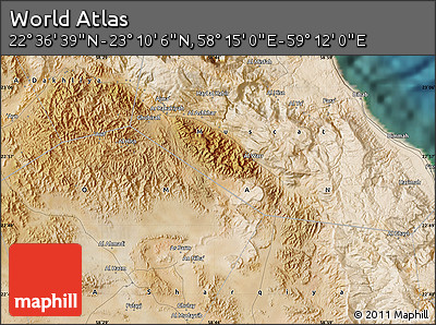 Satellite Map of the Area around 22° 53' 22" N, 58° 43' 30" E
