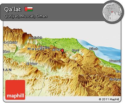 Physical Panoramic Map of Qa'lat