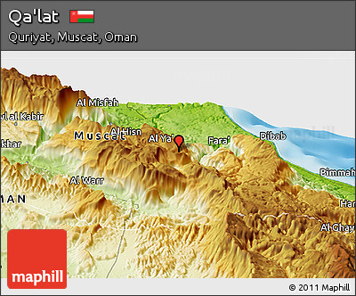 Physical Panoramic Map of Qa'lat