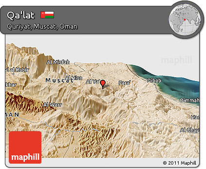 Satellite Panoramic Map of Qa'lat