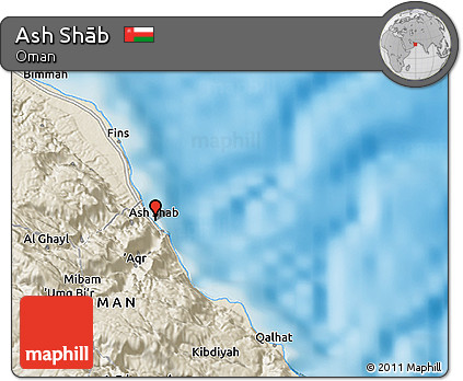 Shaded Relief 3D Map of Ash Shāb