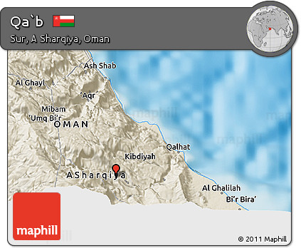 Shaded Relief 3D Map of Qa`b