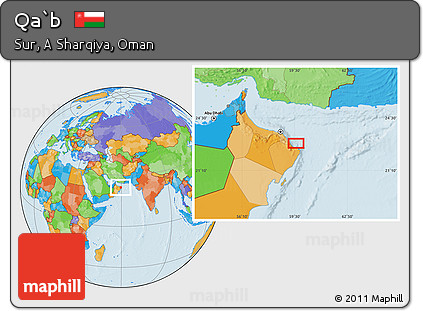 Political Location Map of Qa`b