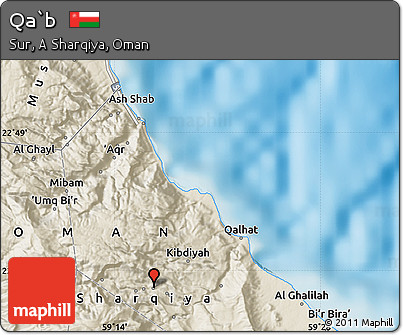 Shaded Relief Map of Qa`b