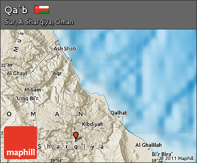 Shaded Relief Map of Qa`b