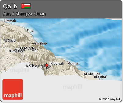 Shaded Relief Panoramic Map of Qa`b