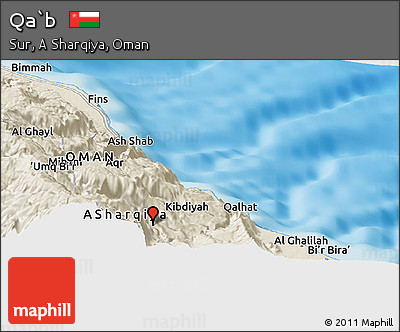 Shaded Relief Panoramic Map of Qa`b