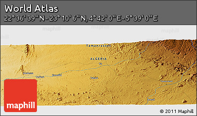 Physical Panoramic Map of the Area around 22° 53' 22" N, 5° 10' 30" E
