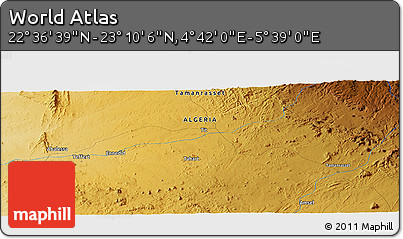 Physical Panoramic Map of the Area around 22° 53' 22" N, 5° 10' 30" E