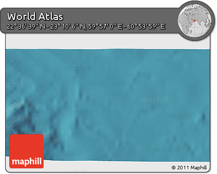 Satellite 3D Map of the Area around 22° 53' 22" N, 60° 25' 29" E