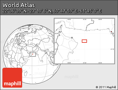 Blank Location Map of the Area around 22° 53' 22" N, 61° 16' 29" E