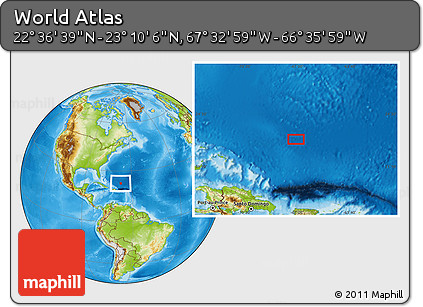 Physical Location Map of the Area around 22° 53' 22" N, 67° 4' 29" W