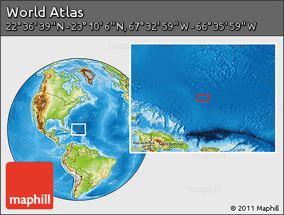 Physical Location Map of the Area around 22° 53' 22" N, 67° 4' 29" W
