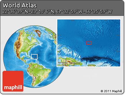 Physical Location Map of the Area around 22° 53' 22" N, 67° 4' 29" W