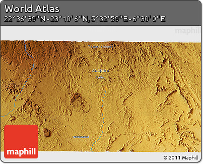 Physical 3D Map of the Area around 22° 53' 22" N, 6° 1' 30" E