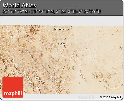 Satellite 3D Map of the Area around 22° 53' 22" N, 6° 52' 30" E