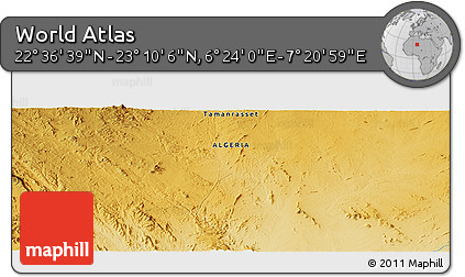 Physical Panoramic Map of the Area around 22° 53' 22" N, 6° 52' 30" E