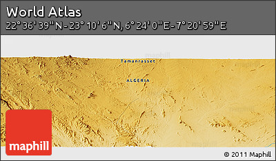 Physical Panoramic Map of the Area around 22° 53' 22" N, 6° 52' 30" E