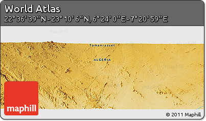 Physical Panoramic Map of the Area around 22° 53' 22" N, 6° 52' 30" E