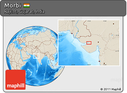 Shaded Relief Location Map of Morbi