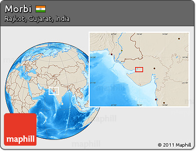 Shaded Relief Location Map of Morbi